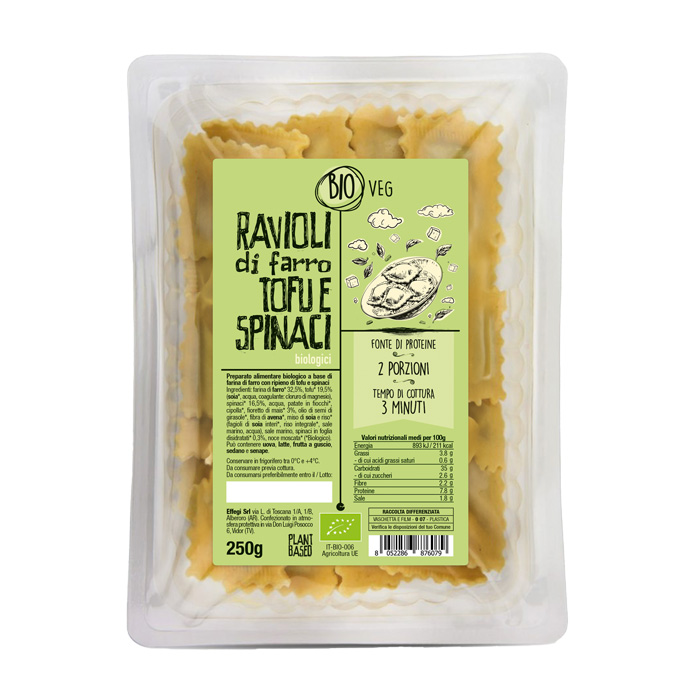 Bio Veg Ravioli di Farro con Ripieno di Tofu e Spinaci