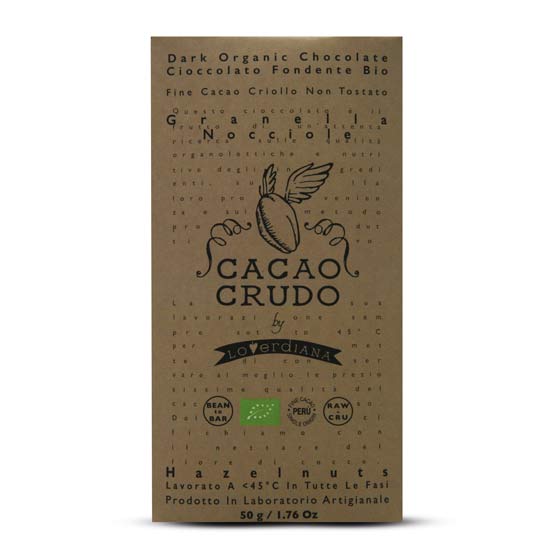 Cacao Crudo Tavoletta Granella di Noccola Tonda Gentile Romana 