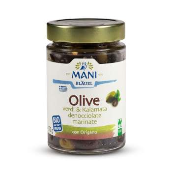 Olive verdi & Kalamata marinate con Origano - denocciolate